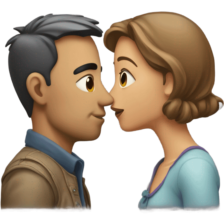 Guy being rejected for a kiss by a girl emoji