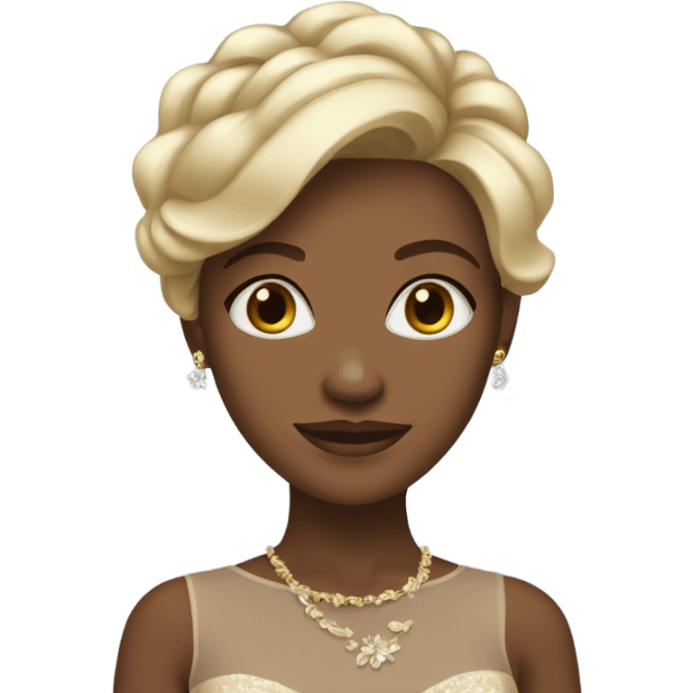 Brown skin blonde girl in elegant dress emoji