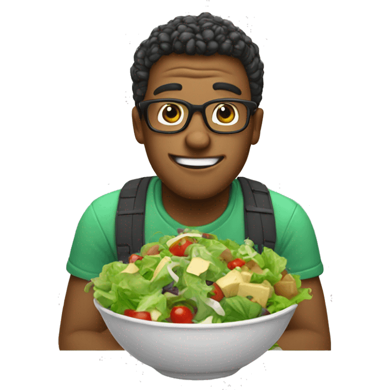 Nerd eats salad emoji