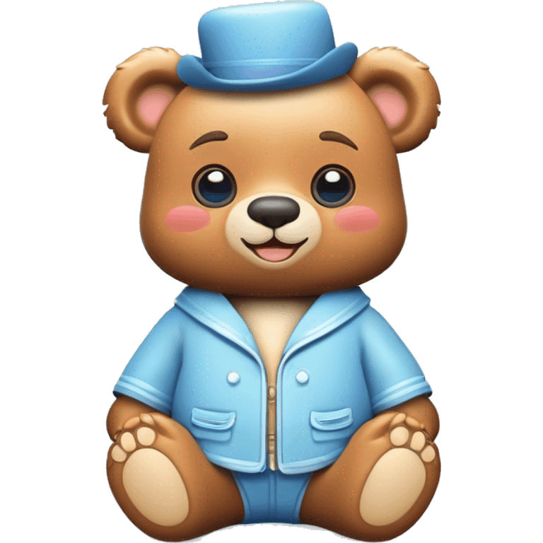 Cute bear with a light blue coquette blue outfit  emoji