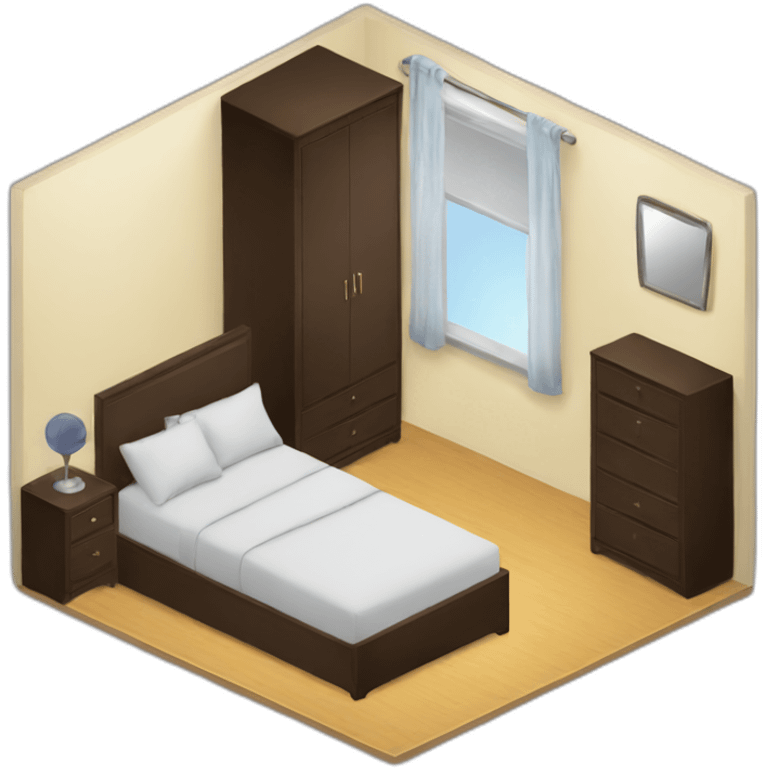 bedroom for men with a mirror and closet emoji