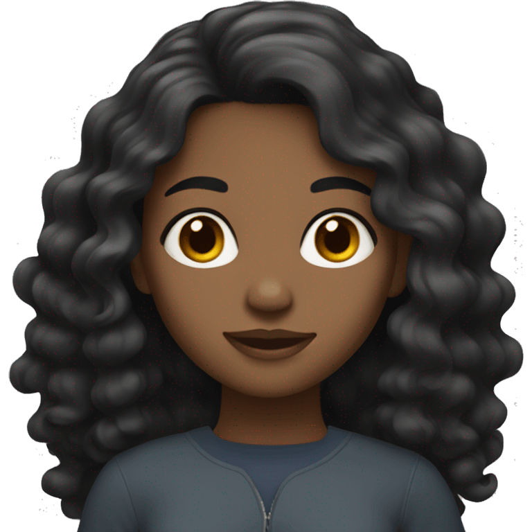 Girl with medium dark skin and wavy black hair emoji