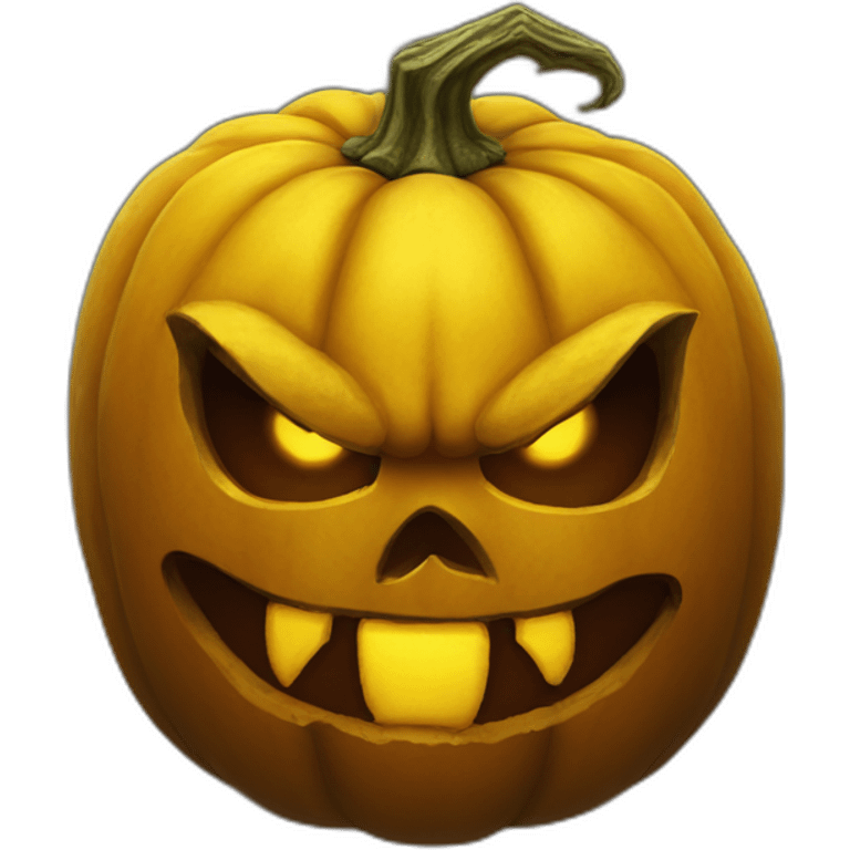 Yellow pumpkin head with demon eyes emoji