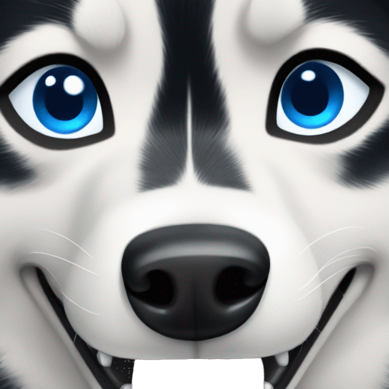 Husky black and white sticking out tongue blue eyes emoji