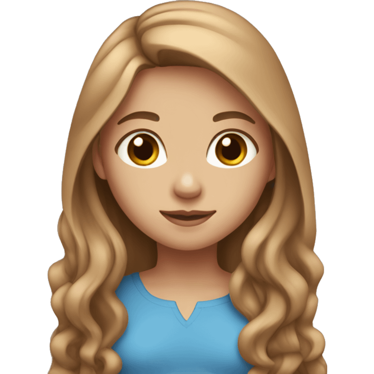 Girl with light brown brown long hair, blue eyes, and peachy skin  emoji