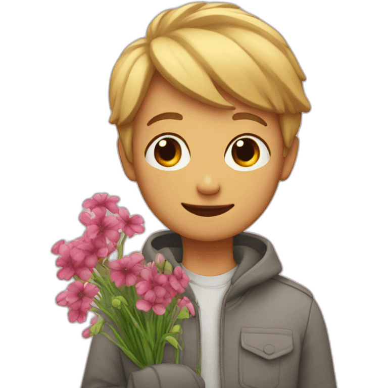 Boy with flowers emoji