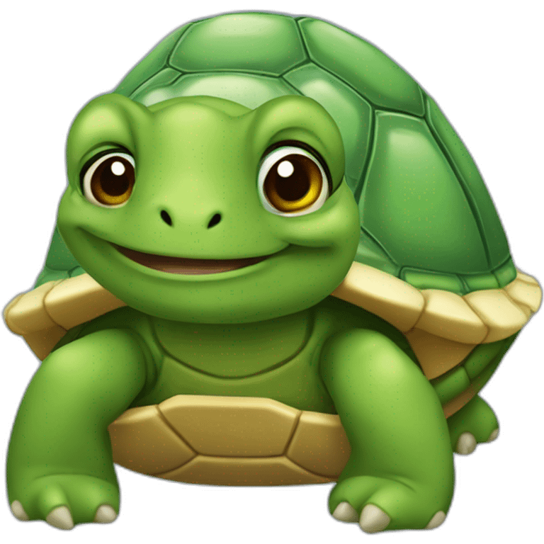 Une tortue donne la nouritture emoji