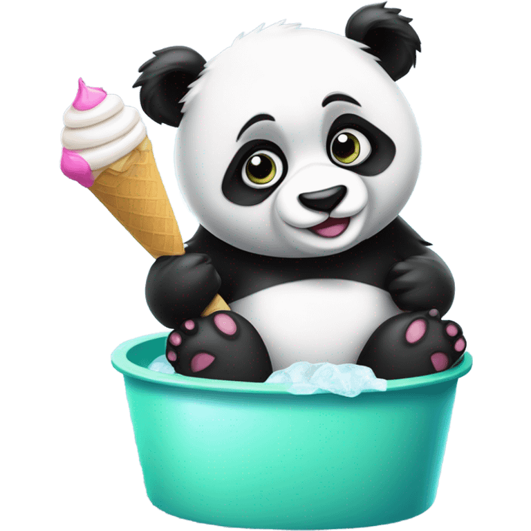 Panda eating ice cream emoji