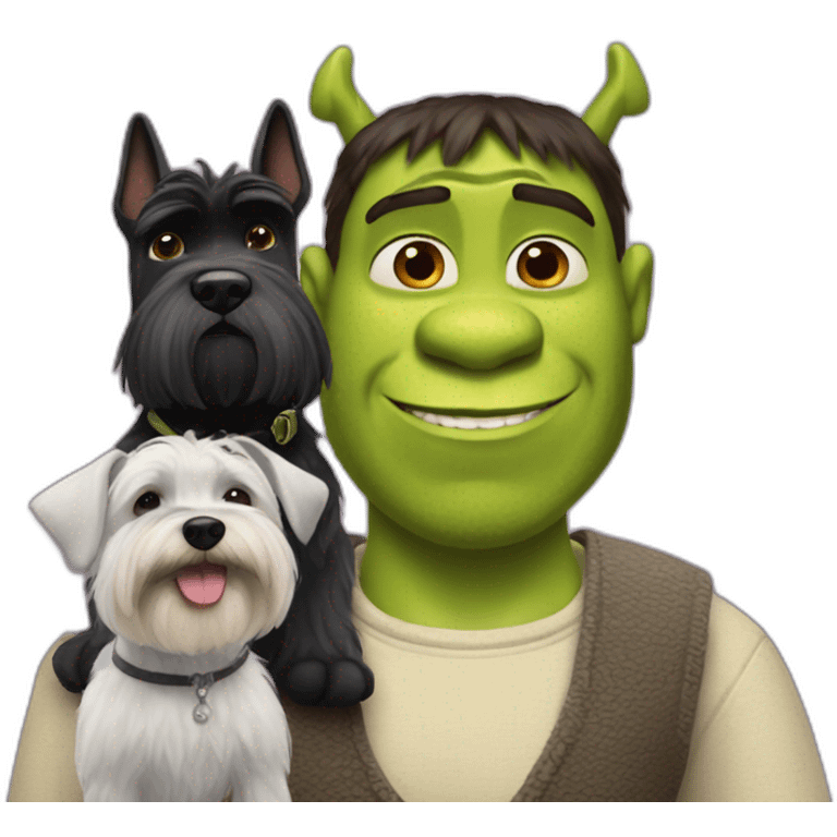 Shrek with a miniature black schnauzer emoji