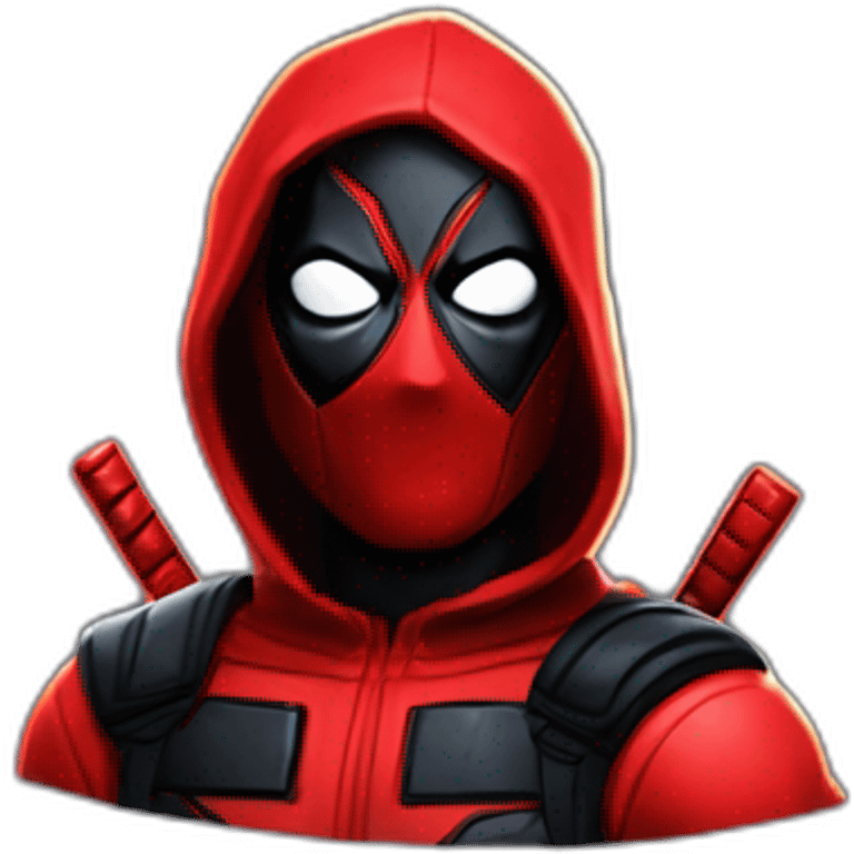 DeadPool fall in love to of Lady Gaga with this style : Riot Games Valorant black red glowing bright red sparks character red black hooded hero themed character emoji