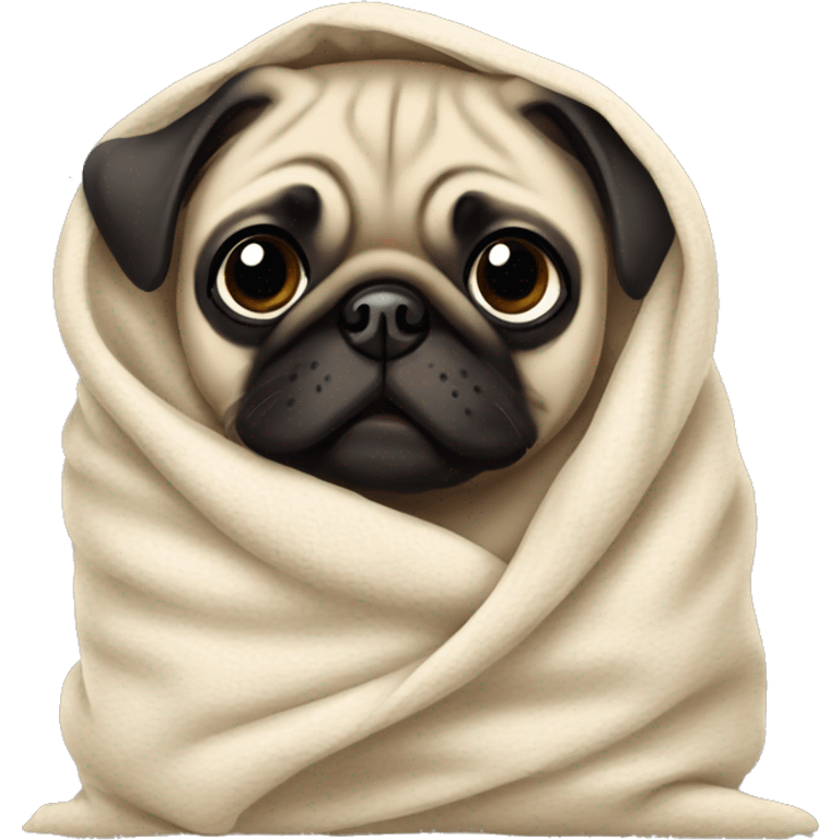 Pug puppy in blanket emoji