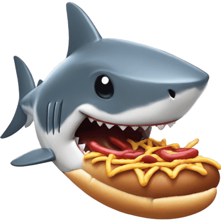 Shark eating a hotdog emoji