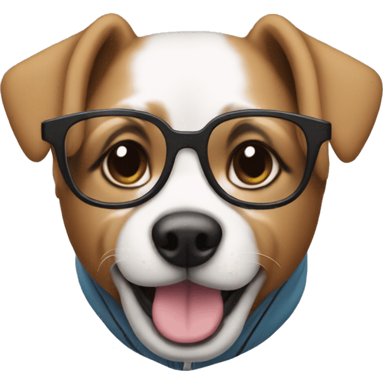 Dog wearing glasses and hoodie emoji