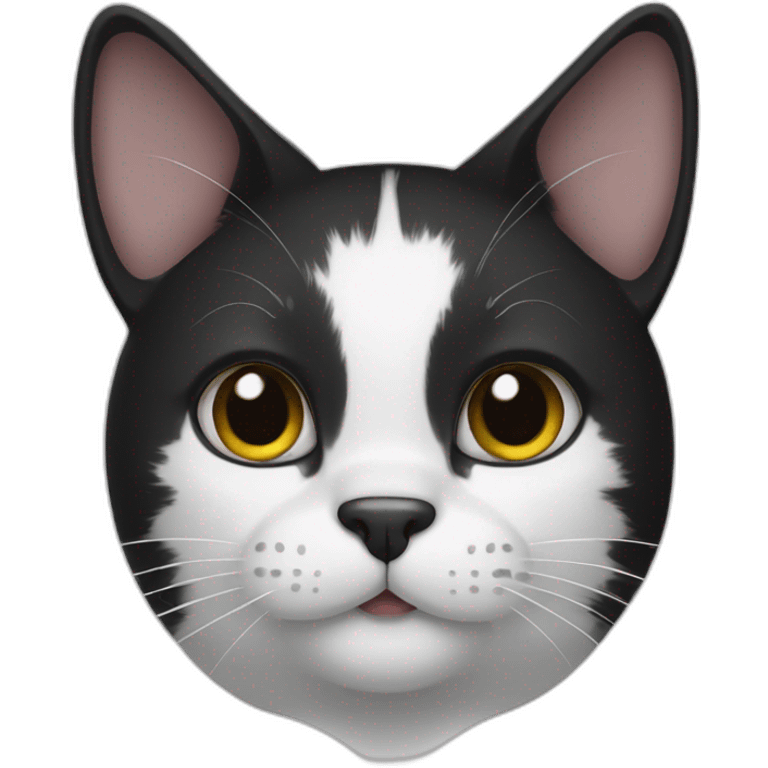 Black and white cat with mini ears emoji