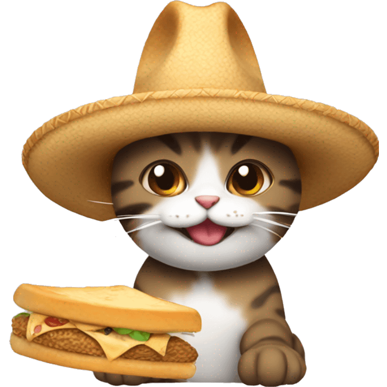 gato con sombrero comiendo pan emoji