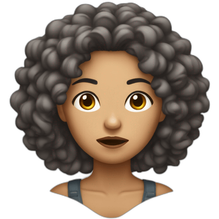 Angry lightskin women with mi-long curly hair emoji