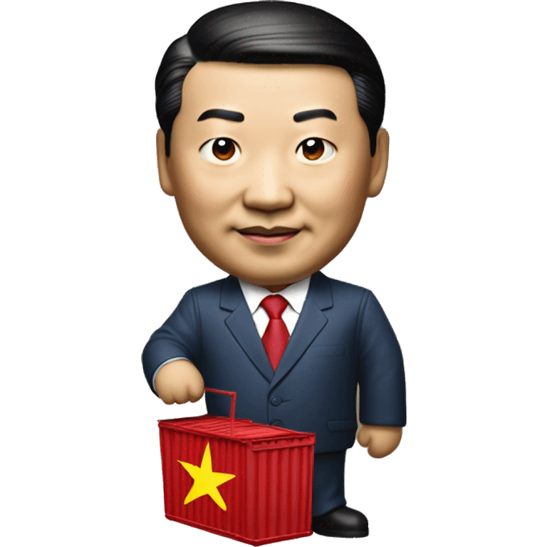 Xi Jinping holds a trade container in his hands emoji