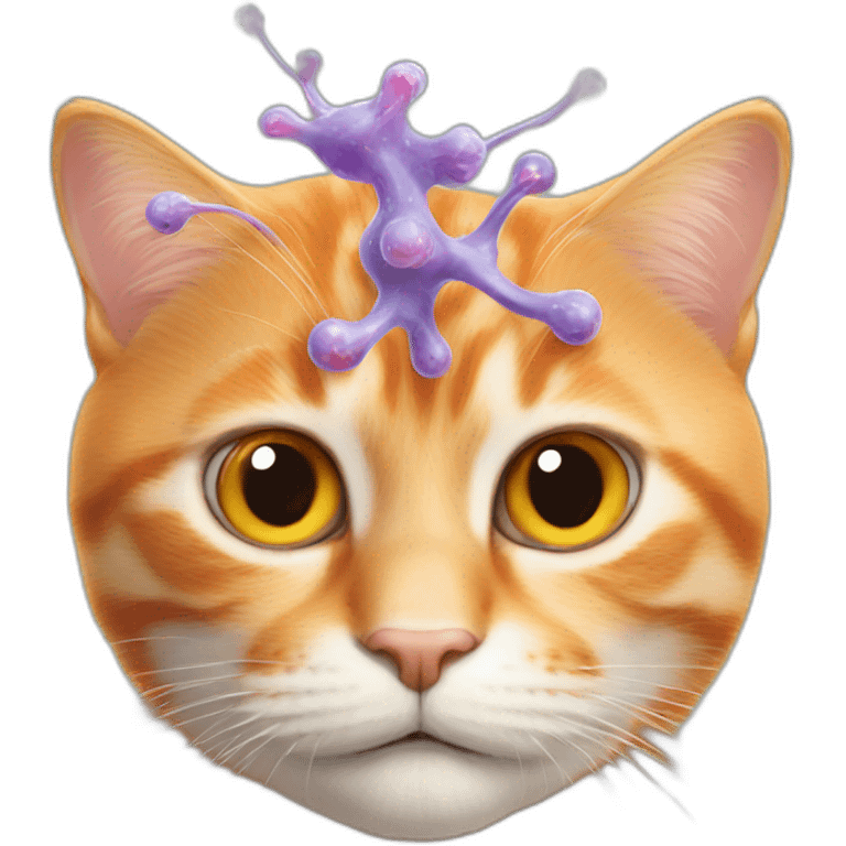 orange cat with the brain cell emoji