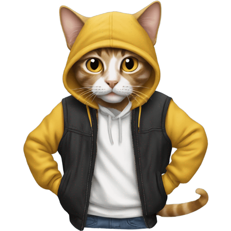 Cat confused wearing Eminem outfit emoji