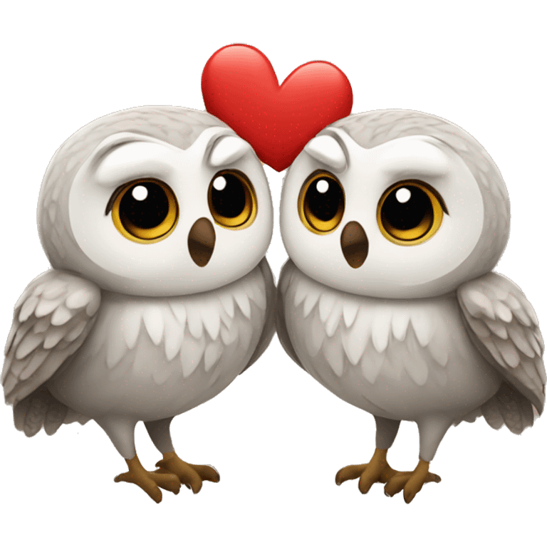 Owls kissing emoji