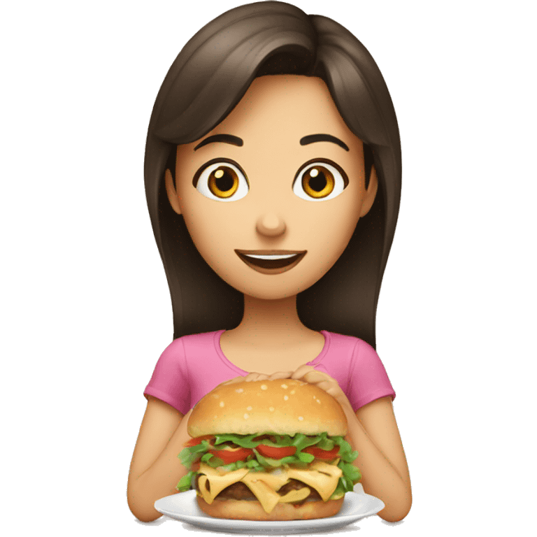 a brunette girl eating emoji