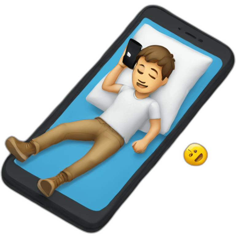 Boy laying on ground with his phone in the air emoji