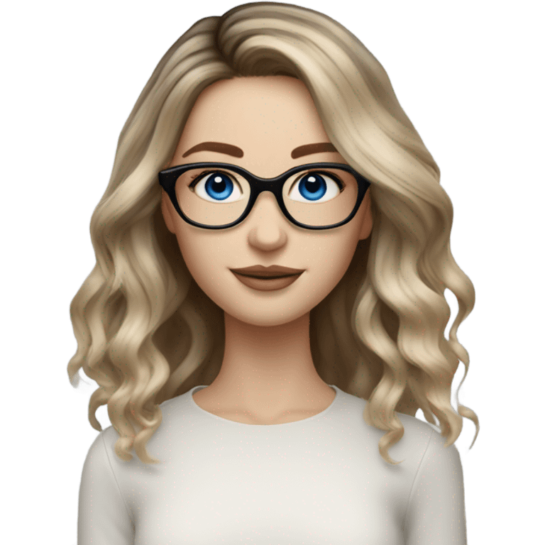 Shoulder length Balayage pale model lady with glasses and blue eyes  emoji