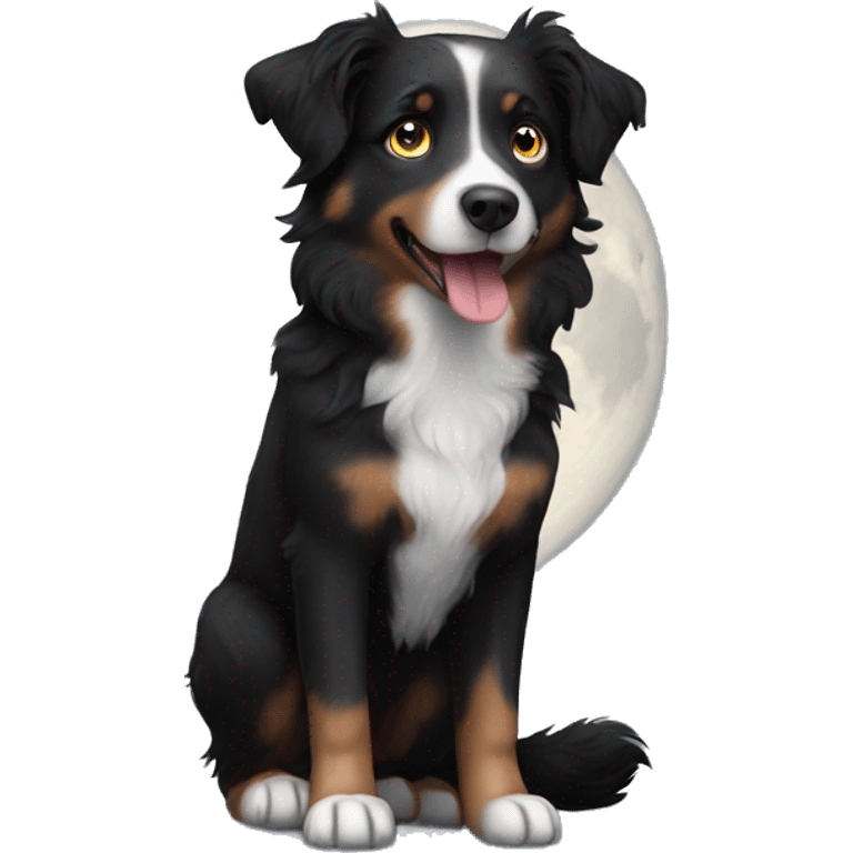 Small black australian shepherd dog moon emoji