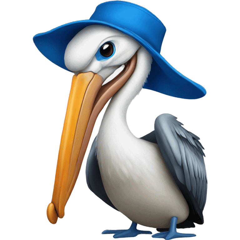 Pelican with blue hat emoji