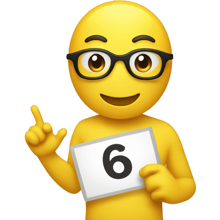 yellow emoji holding a sign with a number 6 on it emoji