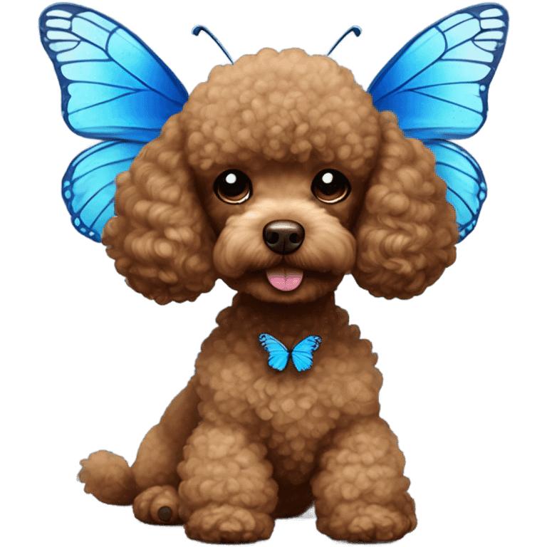 Brown Toy poodle with blue butterfly  emoji