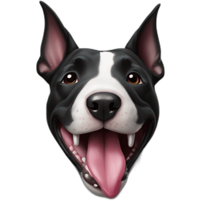 black bull terrier with tongue emoji