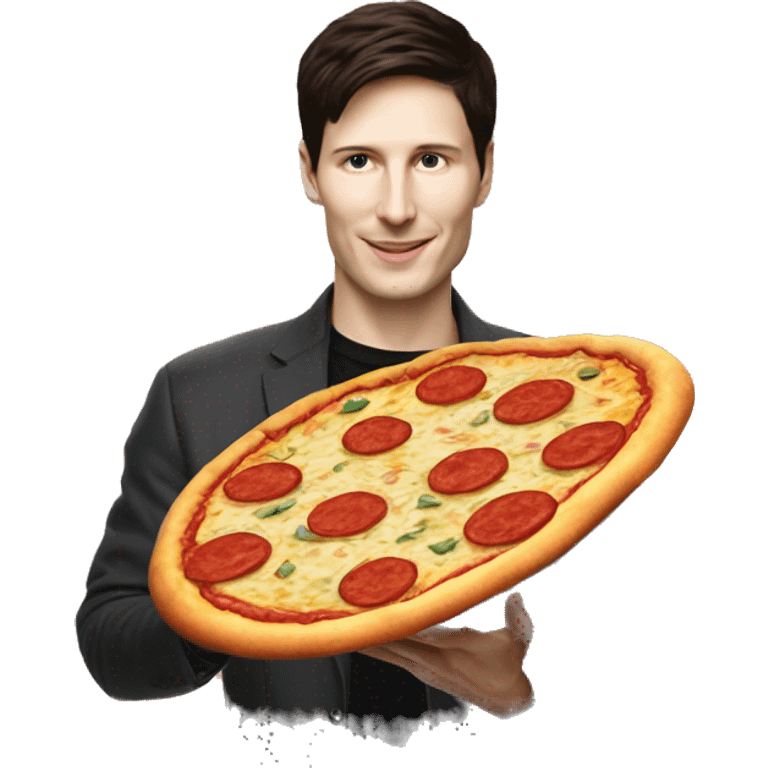 Pavel Durov holding a pizza emoji