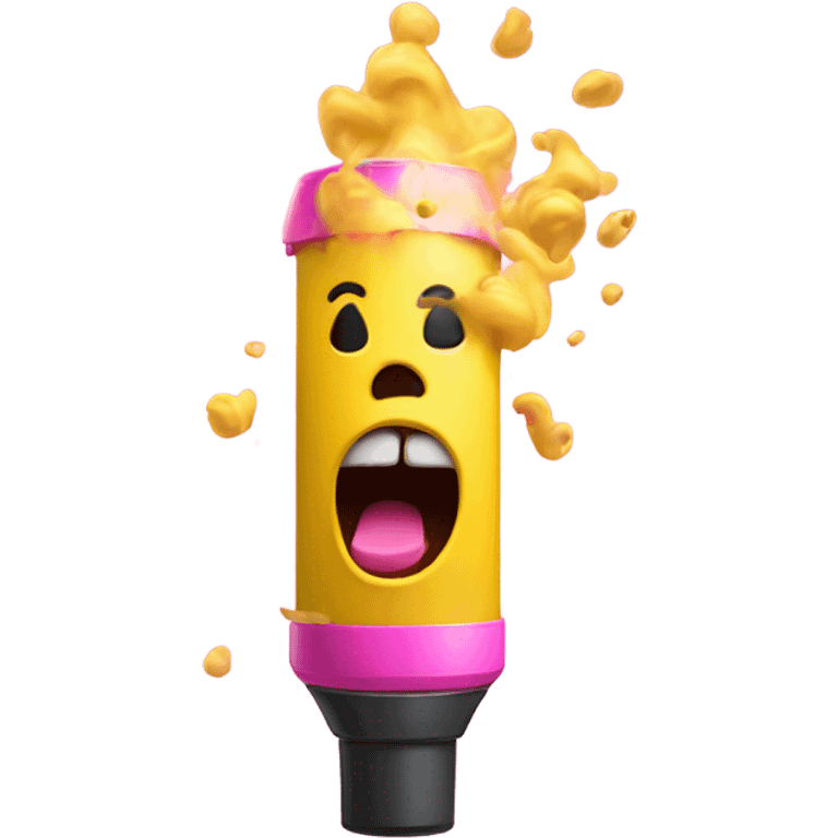 a yellow emoji ripping a pink vape emoji