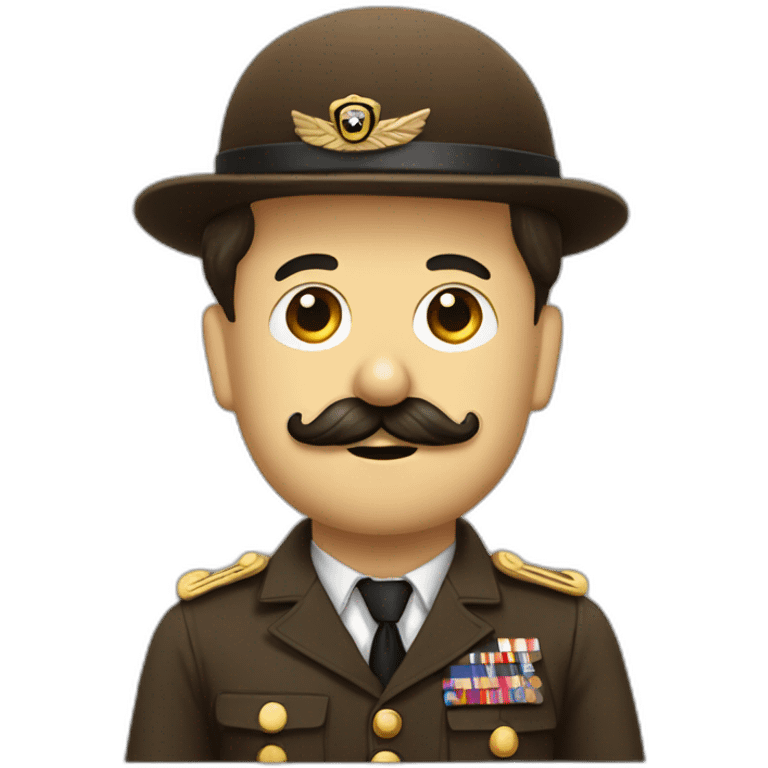 Charlie chaplin with military brown costum and little mustach emoji