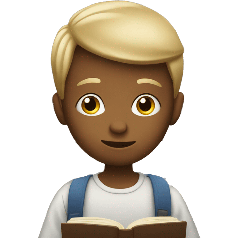 realistic boy reading a book emoji