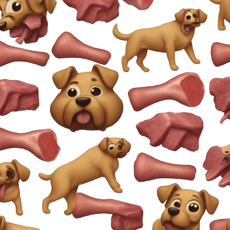 A dog eats a lot of meat  emoji