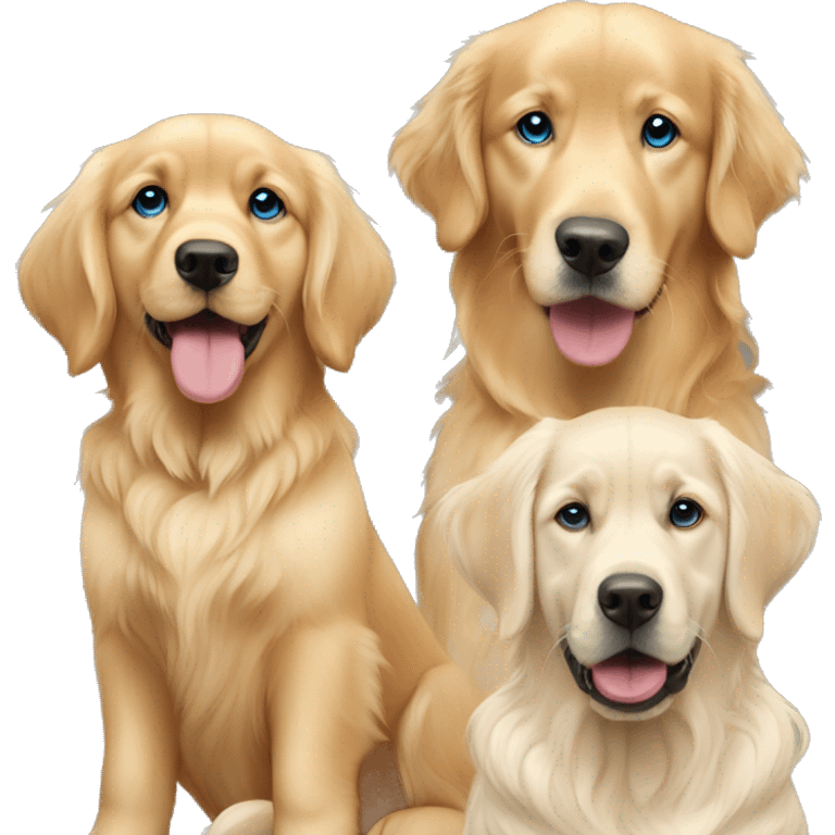 Golden retriever with blonde girl and blonde boy with blue eyes  emoji