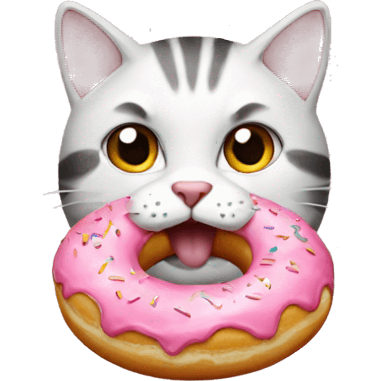 Cat eating donut emoji