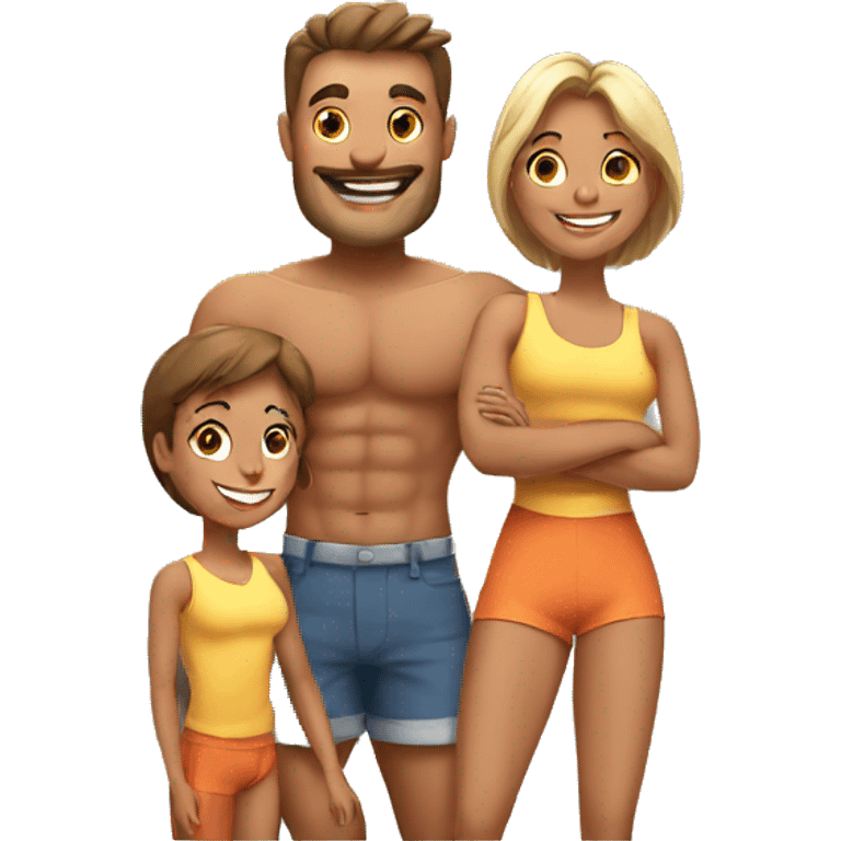 happy muscular family emoji