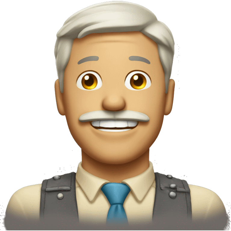 Man with funny mustache laughing. emoji