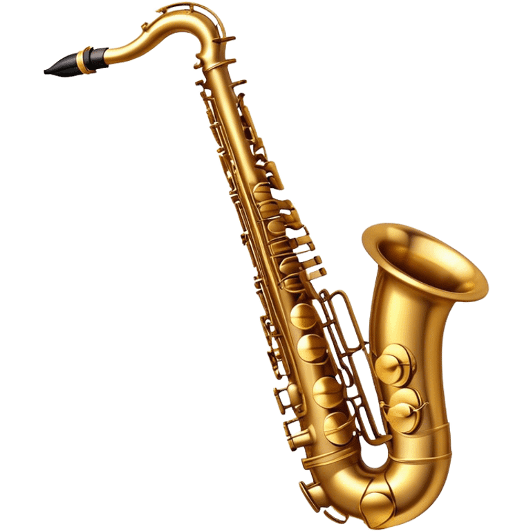 Cinematic Realistic Saxophone, smooth, curving golden brass body, intricate keywork reflecting soft warm light, rich patina adding character, glowing with a jazzy and atmospheric presence. emoji