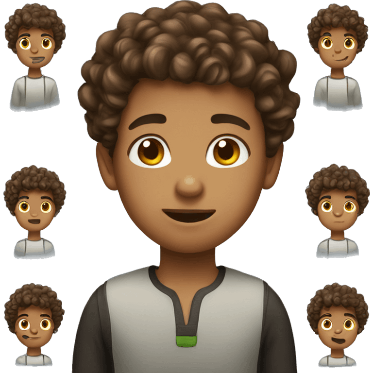 Boy with brown curly hair  emoji