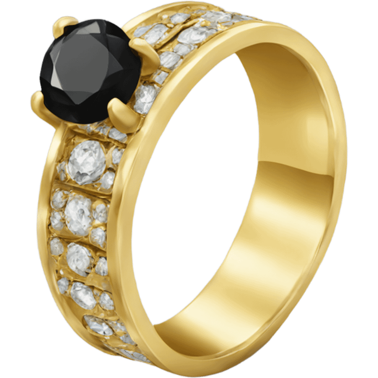 gold ring with black diamond emoji