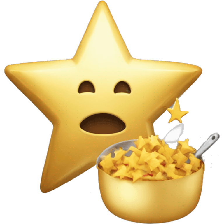 gold star eating a cooking  emoji