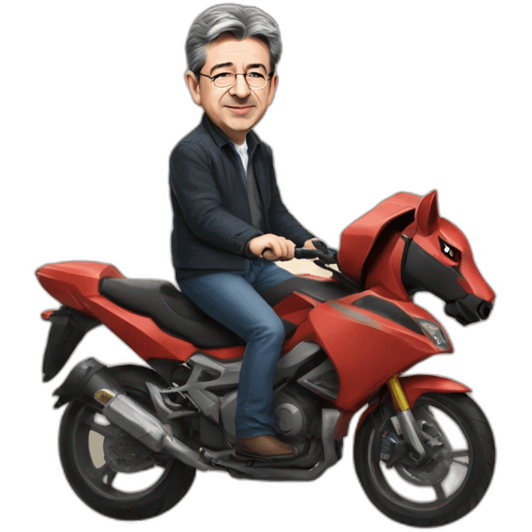 Jean Luc Mélenchon riding a pokémon emoji