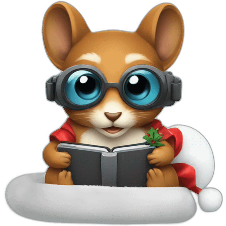 sitting christmas squirel holding vr glasses emoji