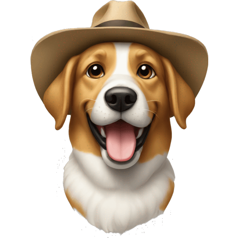 a happy dog with a hat on his head emoji