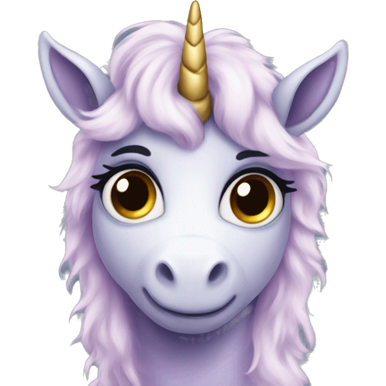 Unicorn fluffy sweet big eyes putple emoji