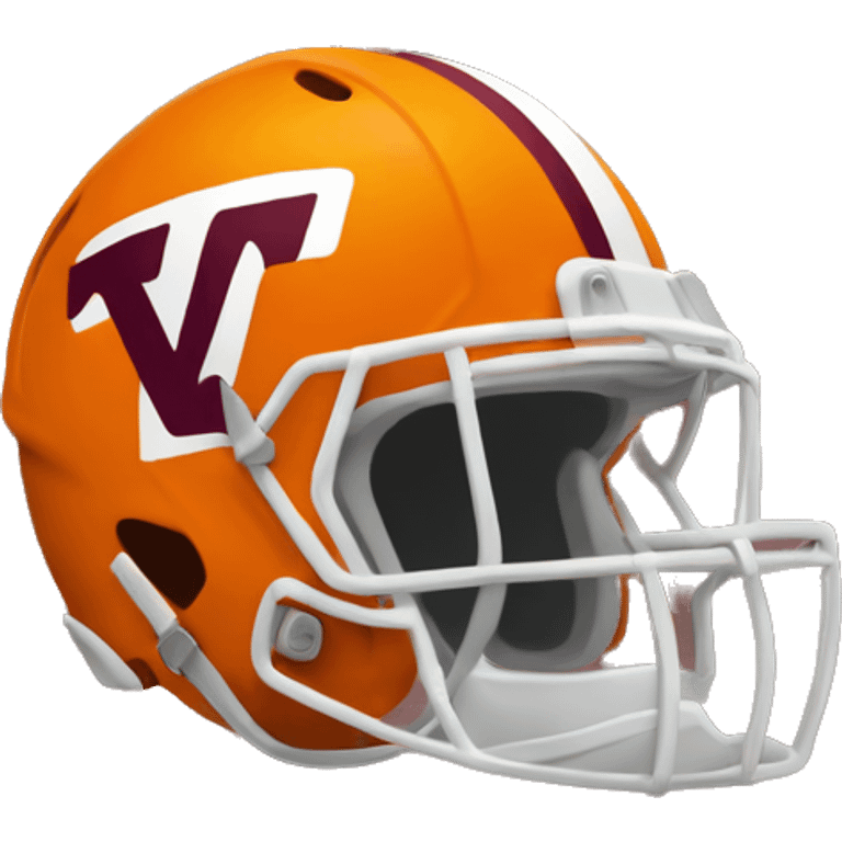 orange and maroon football helmet with VT emoji